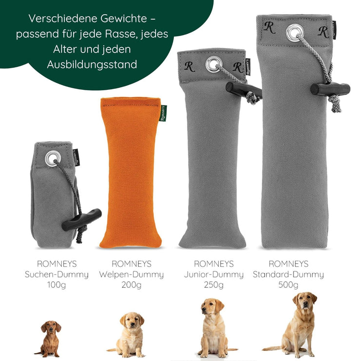 Romneys Welpen-Dummy, ca. 200g (Orange + Grün + Blau), Orange + Grün + Blau