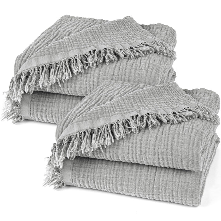Pure Label 2er Set Musselin Decke 150x200 Grau aus Baumwolle Grau 2er Set 150x200 cm, Grau 2er Set 1