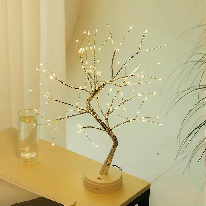 Lunartec Baum Lichterbaum: LED-Lichterbaum, 108 LEDs, USB oder Batterie, 53 cm hoch, goldfarben (Gol