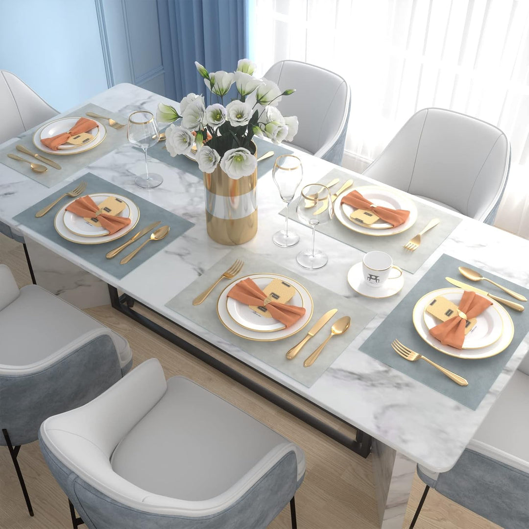 Vitare Platzsets Abwaschbar,Tischsets Abwaschbar 6er Set,Zweifarbig Tischset Kunstleder,Platzdeckche