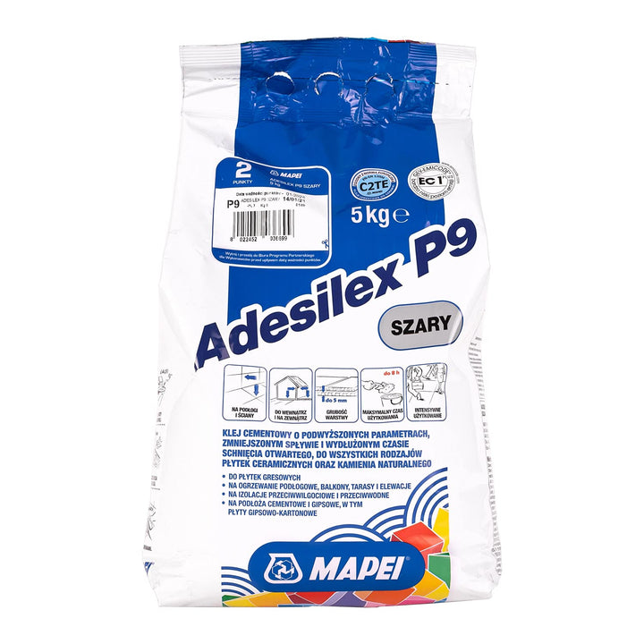 Universal Zementkleber für Fliesen und Naturstein MAPEI ADESILEX P9 Grau 5kg