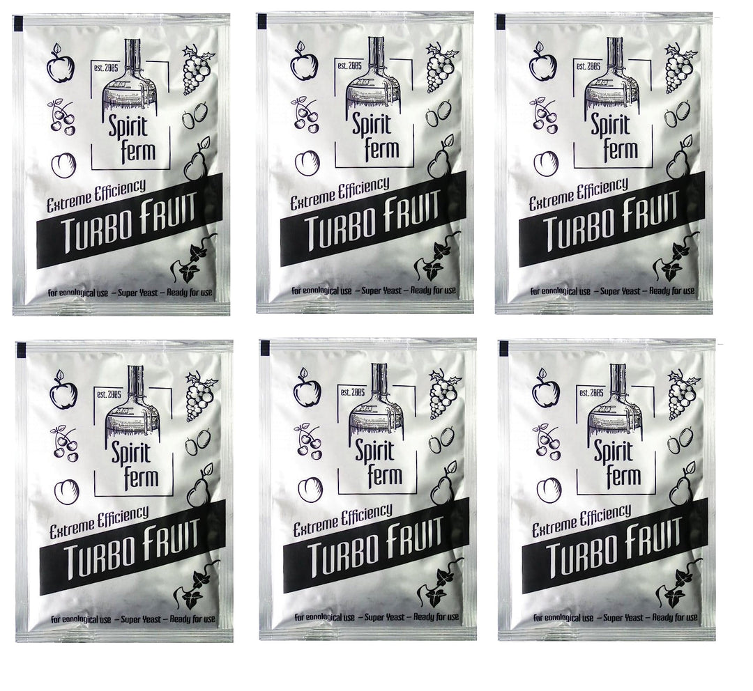 6 x Turbohefe für früchte maische - Turbo Fruit 40g, Hefe für die Fruchtgärung, Turbo Hefe, Wodkahef