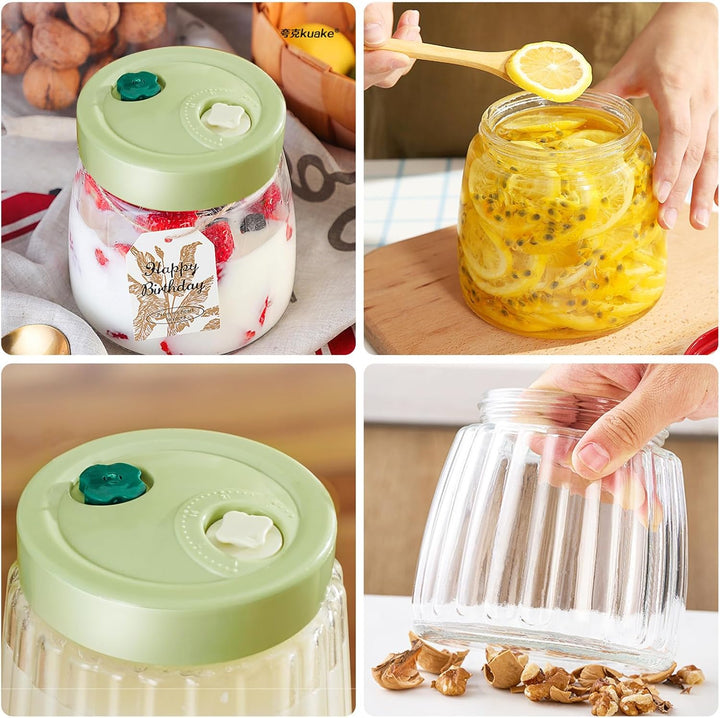 2 Stück Fermentierglas Mit Gärventil 1000ml, Gärglas Mit Luftauslassventil, Fermentation Jar Ferment