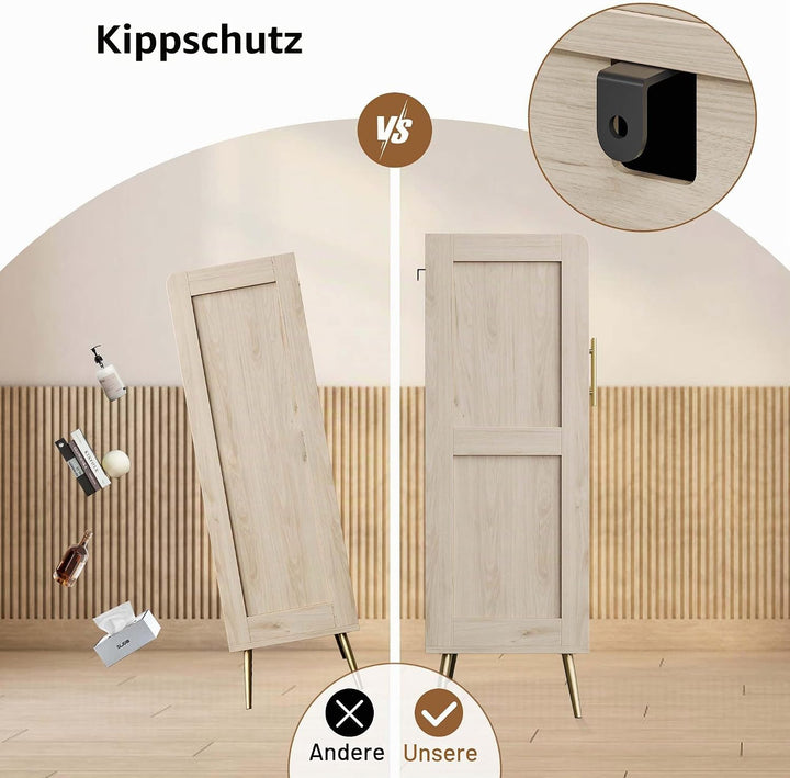 Rattan-Schuhschrank 5 Ebenen, Landhausstil Schuhschrank mit Türen &amp; Verstellbare Regale, Stabile Met