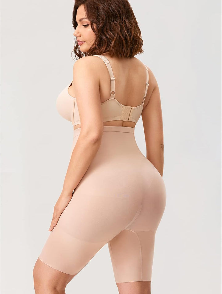 DELIMIRA Damen Miederhose mit Bein Miederpants Hohe Taille Bauch Weg Formender 46-48 Beige, 46-48 Be