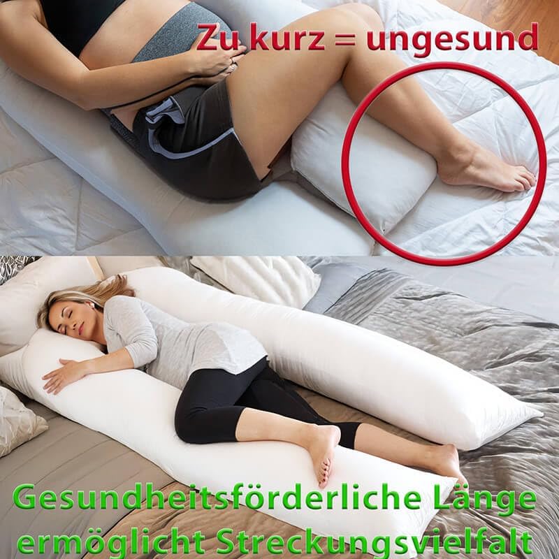 Traumreiter Seitenschläferkissen Visco XXL Professional mit Bezug Grau Deluxe, Hybrid Wendekissen +