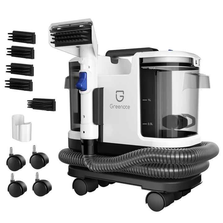 Greenote Teppichreiniger 600W kraftvolle Saugleistung, 4 lenkbare Räder für einfache Manövrierbarkei