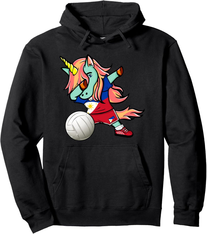 Dabbing Einhorn Phillipinen Volleyball Philippinische Flagge Pullover Hoodie