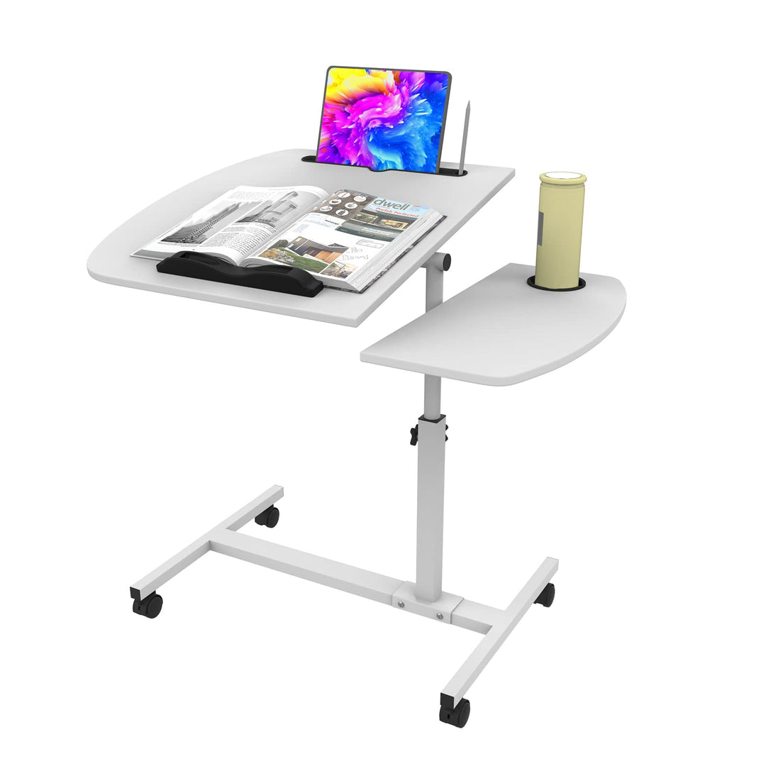 PIPIPOXER Laptoptisch Höhenverstellbar 61-91 cm, 60×40cm Mobiler Stehtisch mit 4 Rollen &amp; 1 Stopp-Le