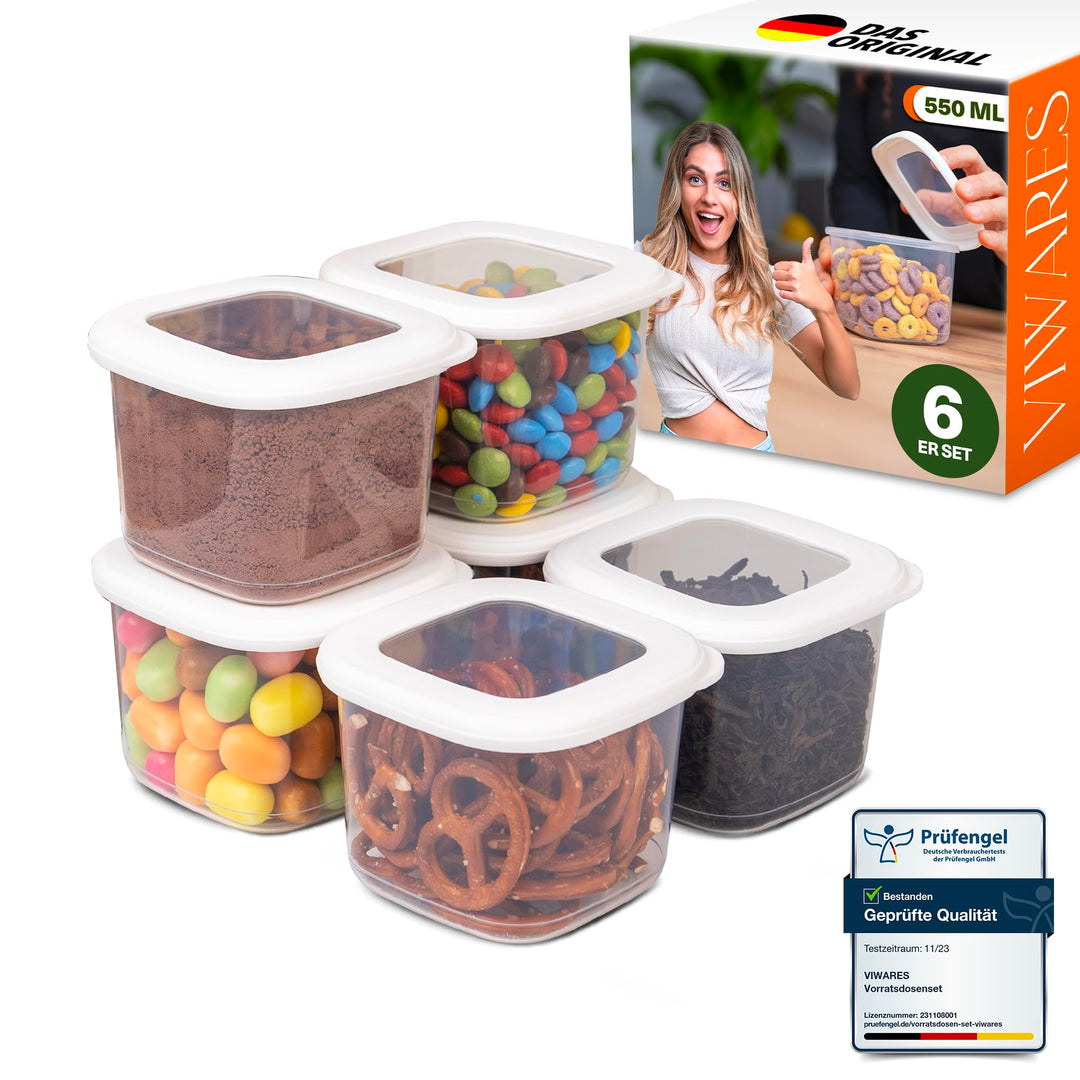 Vorratsdosen mit Deckel Luftdicht, 6er Vorratsbehälter Set BPA-Frei, Vorratsdose zur Müsli Mehl Aufb