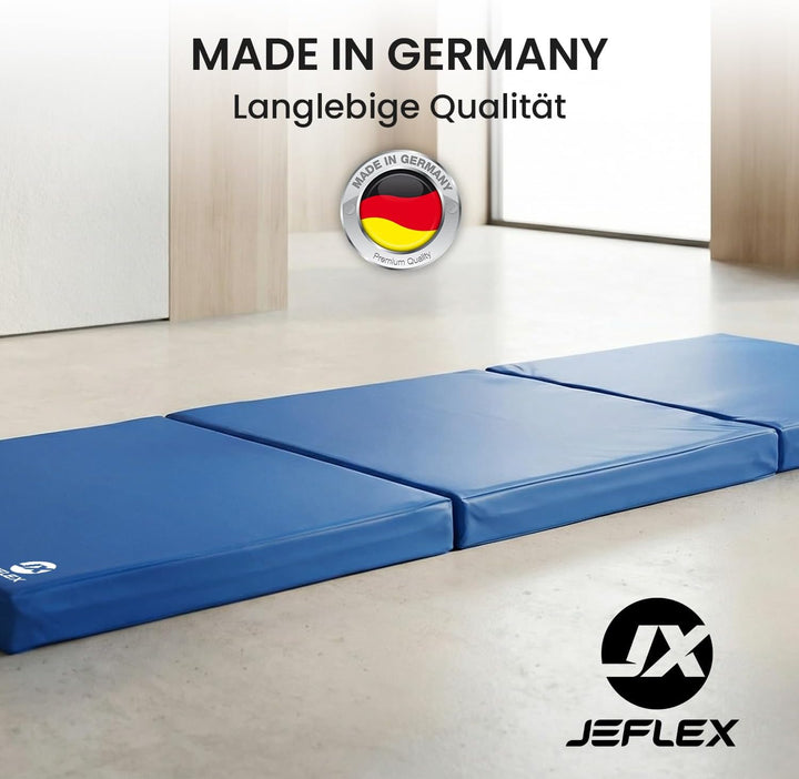 Jeflex - klappbare Weichbodenmatte &amp; Turnmatte 180 x 60 x 6 cm MADE IN GERMANY/Gymnastikmatte tragba