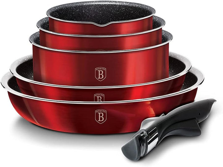 BerlingerHaus Haus Metallic Line- Burgundy Edition 12 Stück Kochgeschirr Set, BH/1674 burgundy Edels