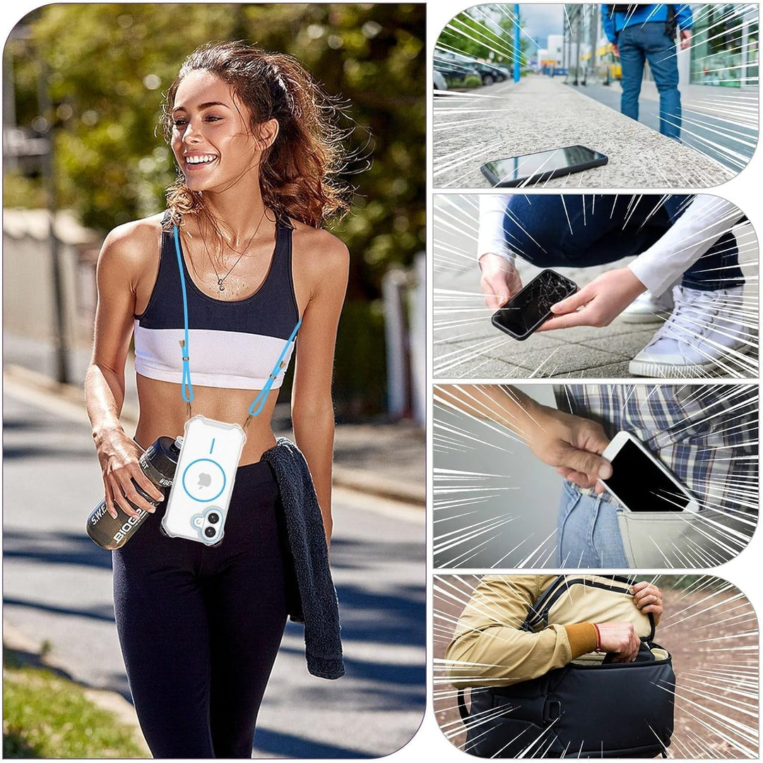 Handyband Abnehmbar für iPhone 17 Hülle mit Band, Langes Band zum Umhängen &amp; Kurzkordel für Handgele
