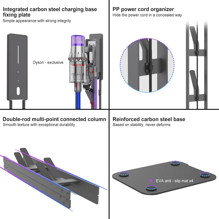 Robuster Vakuumständer aus Karbonstahl für Dyson - Wandmontiertes platzsparendes Design, kein Bohren