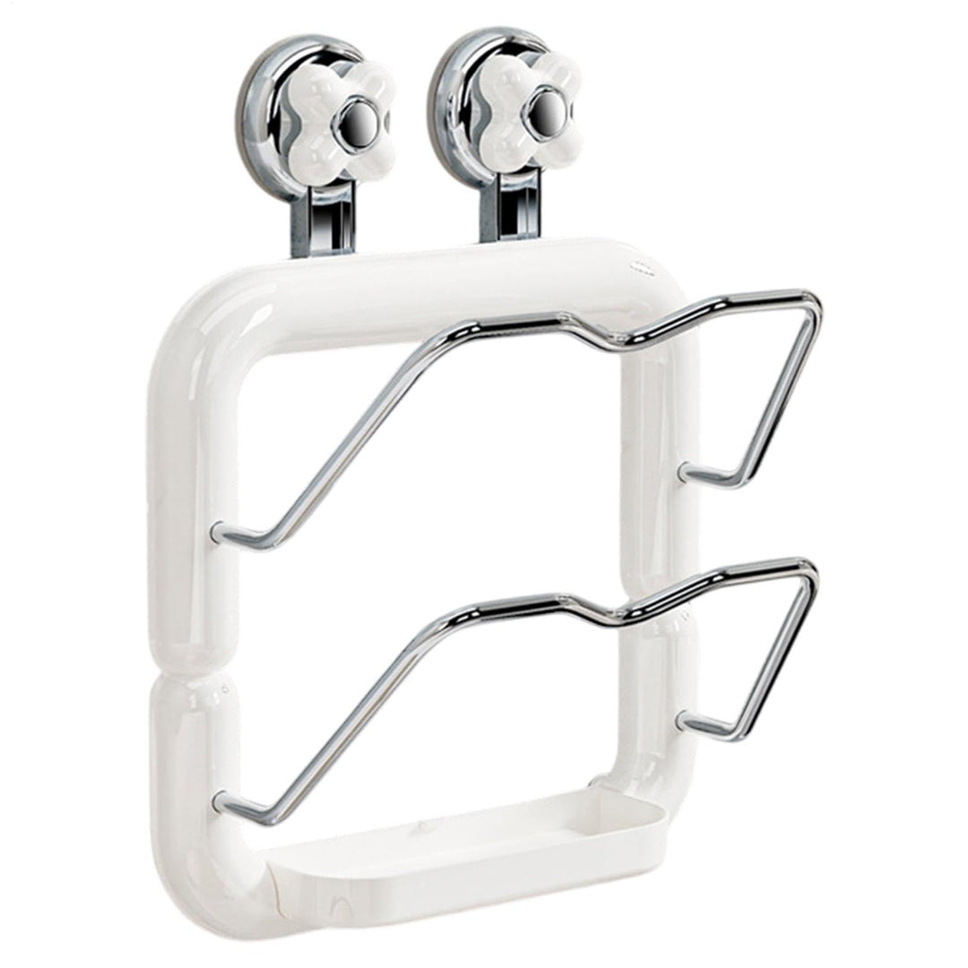 Suction Cup Pot Lid Rack Anti-Slip 2-Tier Organizer Pan Lid Organizer Rack Reusable Pot Lid Holder C