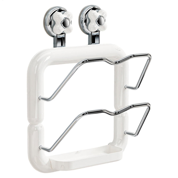 Suction Cup Pot Lid Rack Anti-Slip 2-Tier Organizer Pan Lid Organizer Rack Reusable Pot Lid Holder C