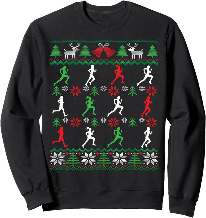 Weibliche Läufer, lustiger Marathon, laufend, hässlich, Weihnachten Sweatshirt