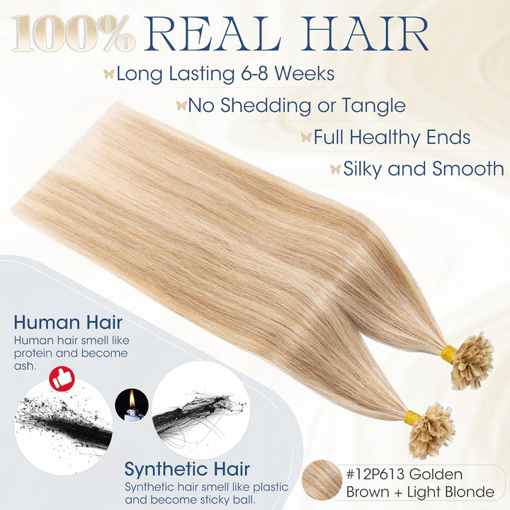 Elailite Extensions Bondings Echthaar 200 Strähne 60cm 