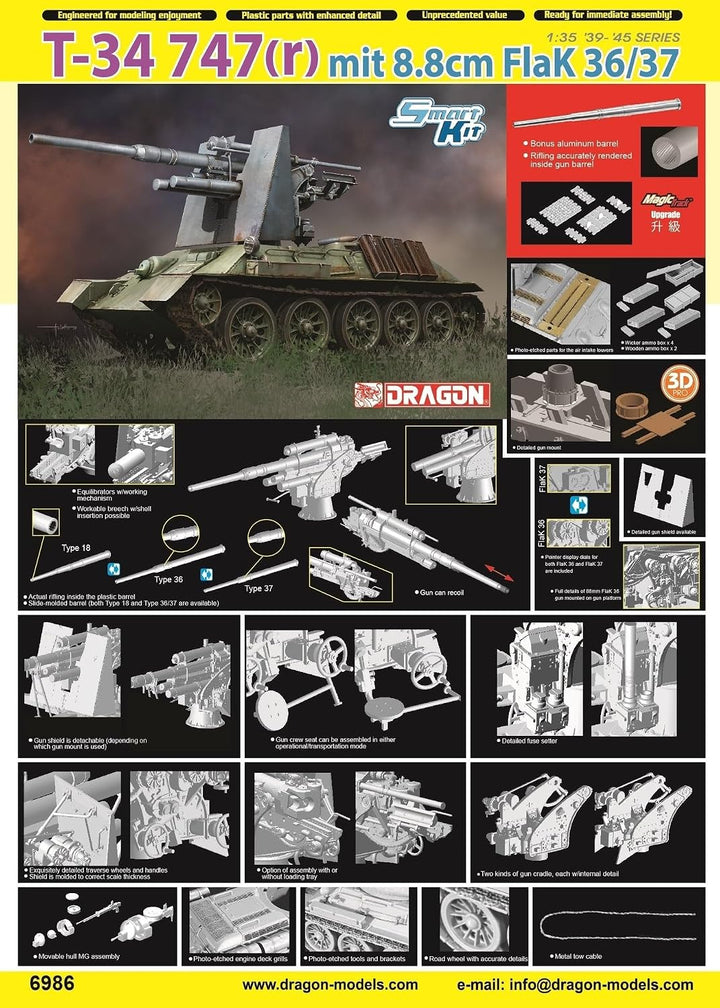 dragon - 1/35 T-34 747(R) MIT 88CM Flak (11/22) *