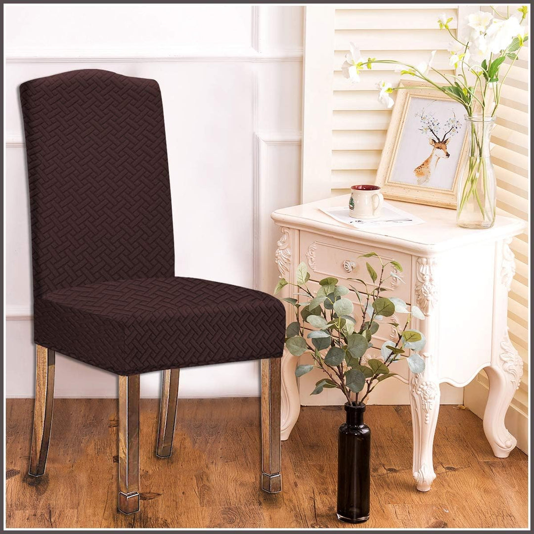 KELUINA Stretch wasserdichte Jacquard mit langem Gitter Esszimmer Stuhlhussen Home Decor, Stuhlhusse