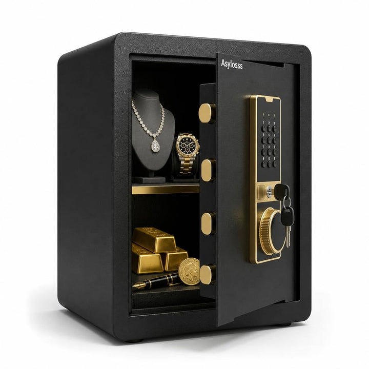 53L Digitaler Einbruchschutztresor mit 3-Wege-Schloss | Stahlbau, herausnehmbares Regal, Dual-Alarm,