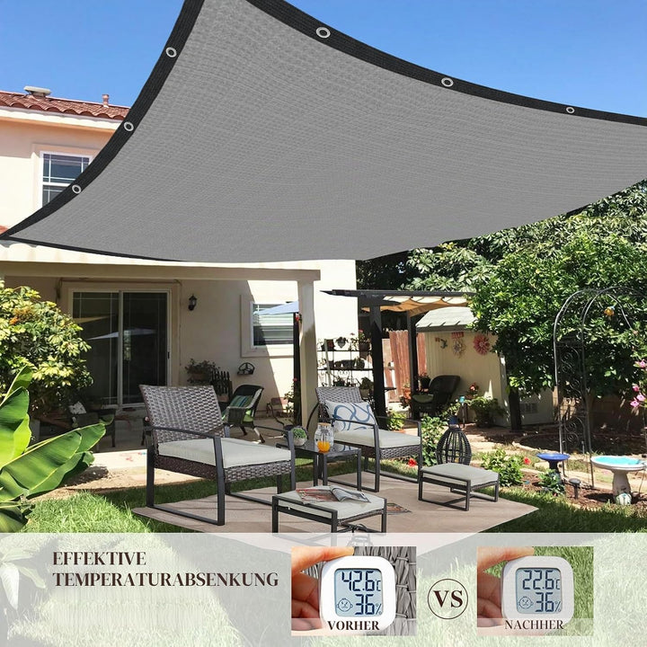 Sonnenschutz-85% Shading Rate UV-Beständiges,Sonnensegel Mit Einfassung Mit Ösen Einfachen Aufhängen
