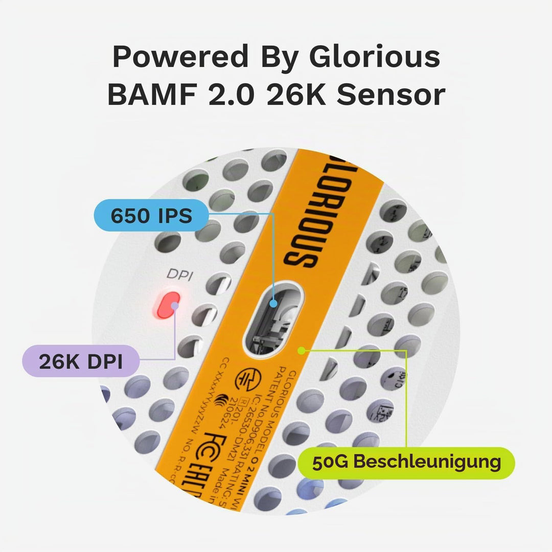 GLORIOUS Model O 2 Mini Wired Gaming Mouse: Superlight 49g, 26K Optical Sensor, Motion Sync, 80M Cli