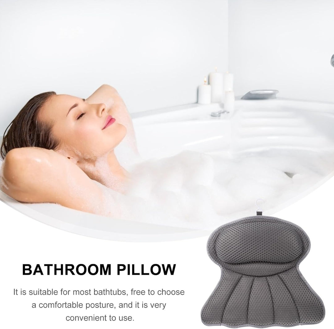 Badewannenkissen mit 6 Saugnäpfen, 4d Netzstoff, Polyester