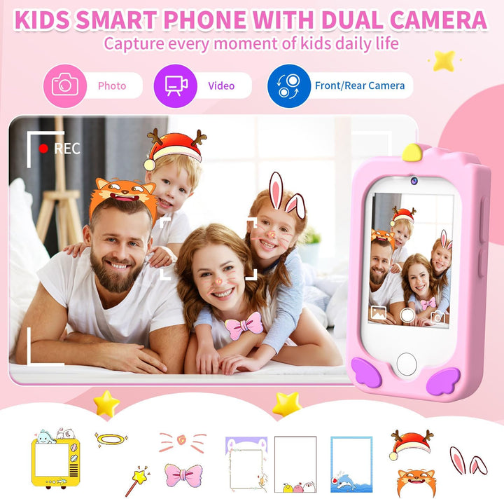 Kinderhandy Spielzeug mit Dual Kamera Kinderkamera 2.8 Inch Touchscreen Lerntelefon Lernspielzeug mi