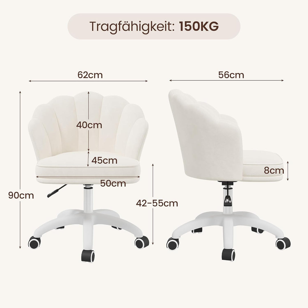 Hawthyhome Schminktisch Stuhl mit Samtbezug &amp; Kopfkissen, Beige Abgerundet Beige, Abgerundet Beige