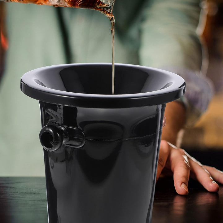 Homoyoyo Weinkühler Weinkühler Eimer Eisbehälter aus Plastik 3er Set, schwarz, rund, Doppelgriff, fü