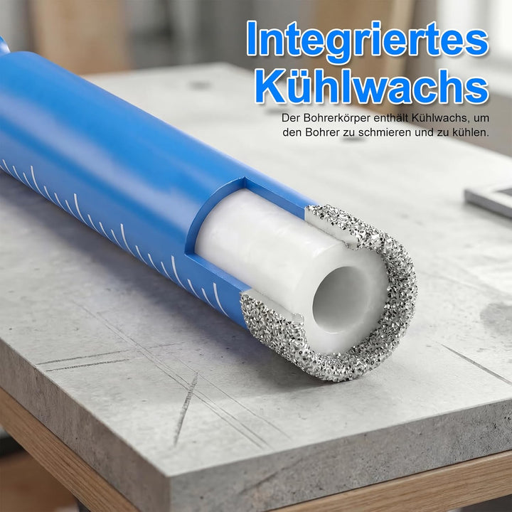Fliesenbohrer Diamantbohrer Glasbohrer Set 5-tlg. 6, 8, 10, 12 mm + 6 mm Karbidbohrer für Keramik, G