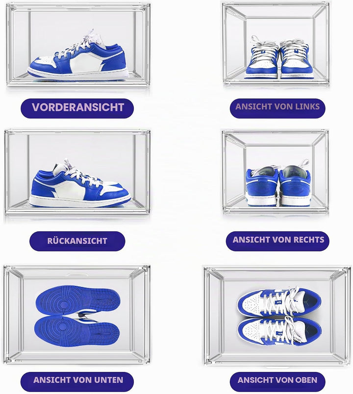 10er Pack Acryl Schuhbox klare Schuh-Displaybox Grösse 47 Transparente Sneaker Aufbewahrungsbox Kuns