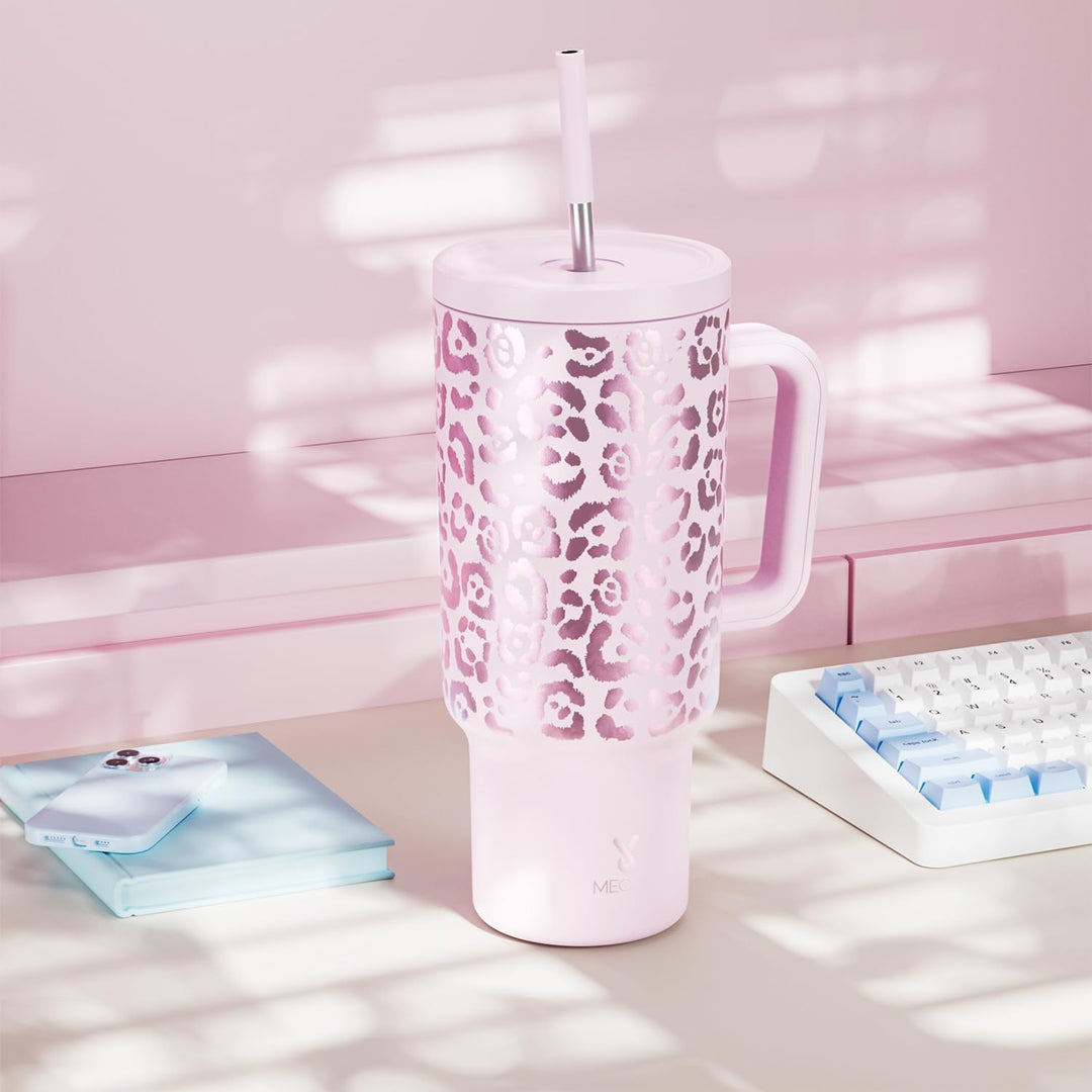 Meoky 1182ml/40oz Thermobecher mit Strohhalm und Griff (PKL)