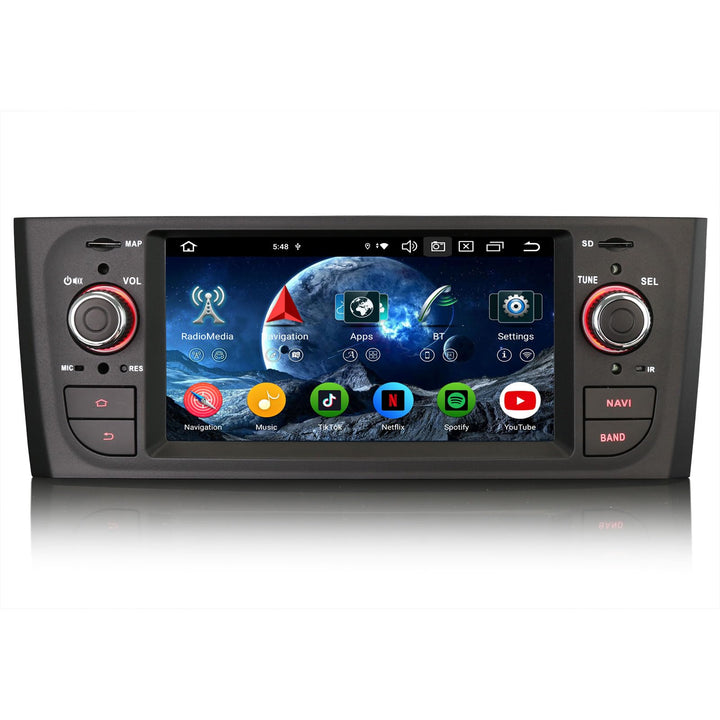 Erisin 8-Kern 4GB+64GB Android 14 Autoradio mit GPS Navi für FIAT Grande Punto FIAT Linea Unterstütz