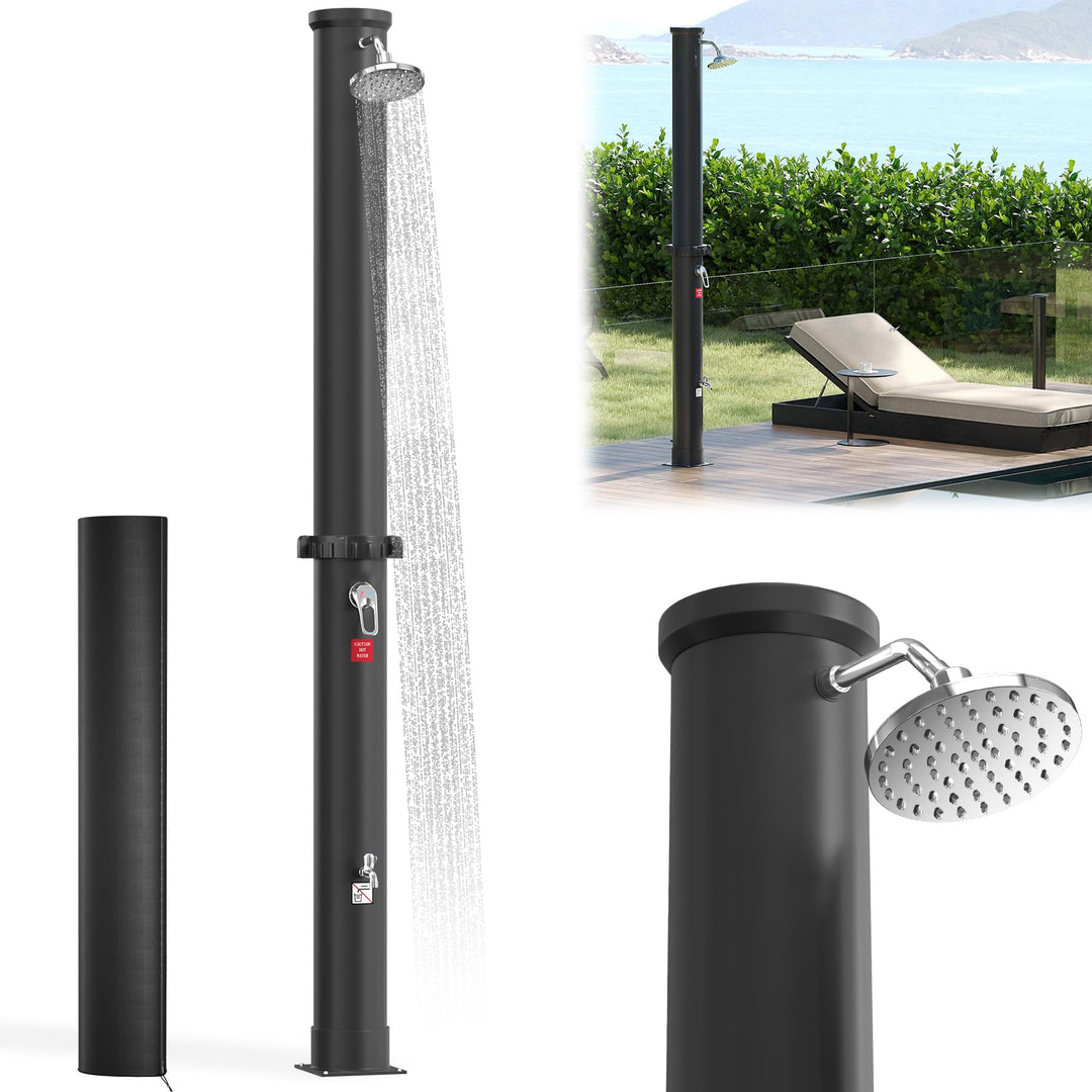 LARS360 40L Solardusche Gartendusche Duschsystem – Wassertemperatur bis 60°C, mit 180° drehbarem Reg