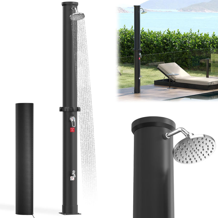 LARS360 40L Solardusche Gartendusche Duschsystem – Wassertemperatur bis 60°C, mit 180° drehbarem Reg