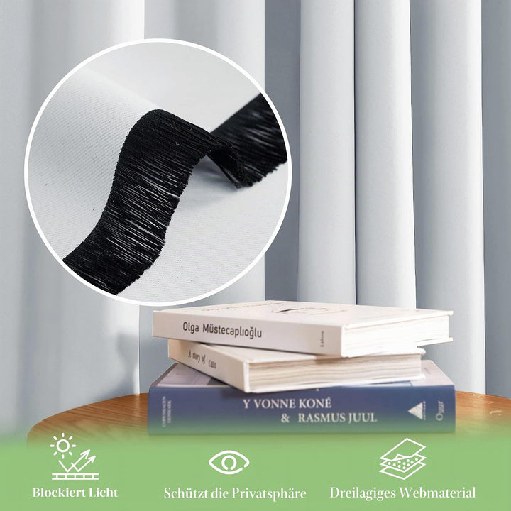 KGORGE Thermo Verdunklungsvorhänge Kurz Vorhang Blickdicht mit Ösen H175 x B140 cm (2er Pack) Grauwe