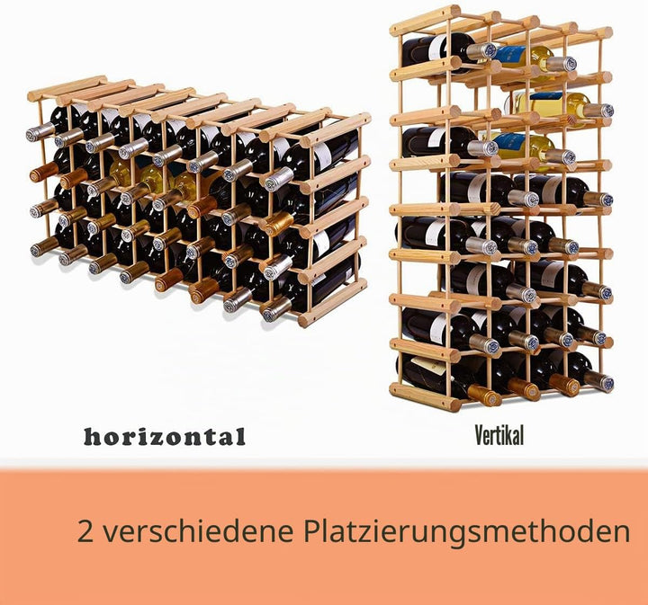 GIANTEX Weinregal 40 Flaschen, Kiefernholz Flaschenregal Flaschenständer, Weinständer Holzregal Vint