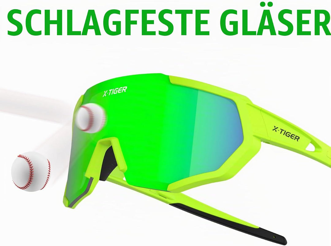 X-TIGER Fahrradbrille, Herren Damen Sportbrille, UV400 mit 5 Wechselgläser,Starker TR90 Frame, mit M