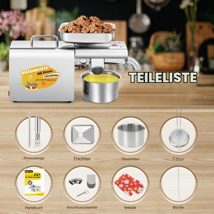 CGOLDENWALL Ölpresse Maschine Elektrische 1000W für Erdnüsse/Sesam/Walnüsse
