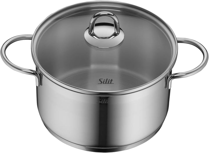 Silit Diamant Topfset 4-teilig, Töpfe mit Glasdeckel, Induktionstöpfe, Edelstahl poliert, Topf Induk