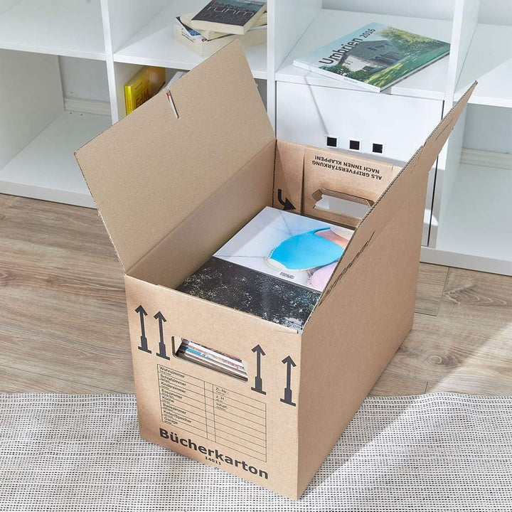 BB-Verpackungen 15 x Bücherkartons Profi 500 x 300 x 350 mm (stabil 2-wellig, doppelter Boden, Akten