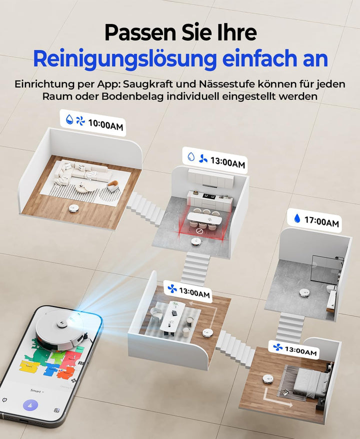 R11 Saugroboter mit Wischfunktion mit Kartenmapping, 20000Pa, Selbstentleerungsstation 120 Tage, Aut