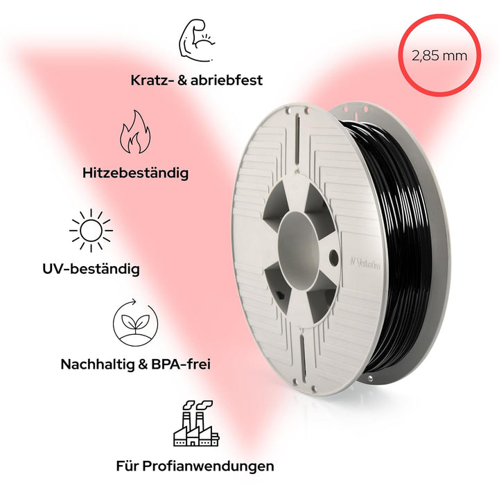 Verbatim Durabio 3D-Filament 500g Black 2,85mm 2,85mm Black, 2,85mm Black