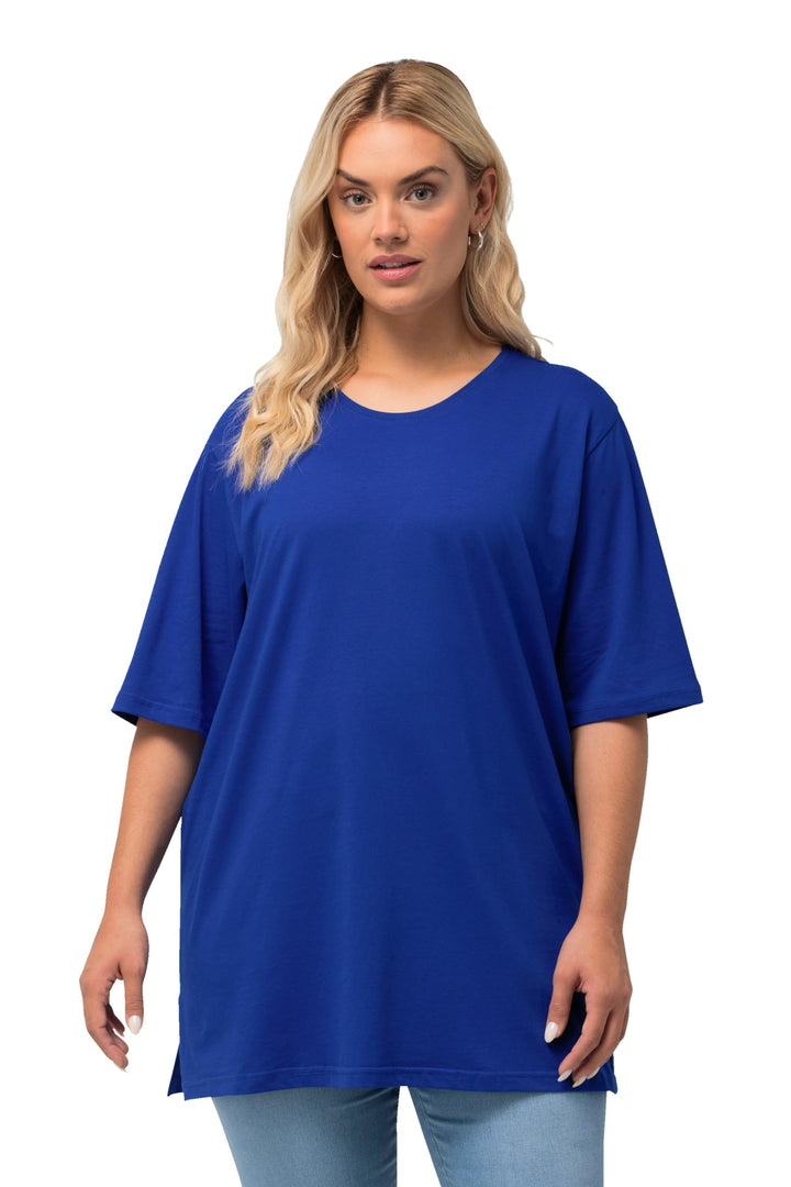 Ulla Popken Damen Basic, Rundhals T-Shirt 50-52 Kobaltblau, 50-52 Kobaltblau