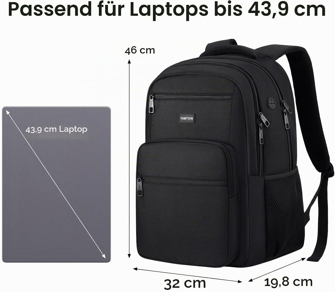 YAMTION Rucksack Herren, Schulrucksack Teenager, 17,3 Zoll Laptop Rucksack, Laptop Backpack, Rucksac