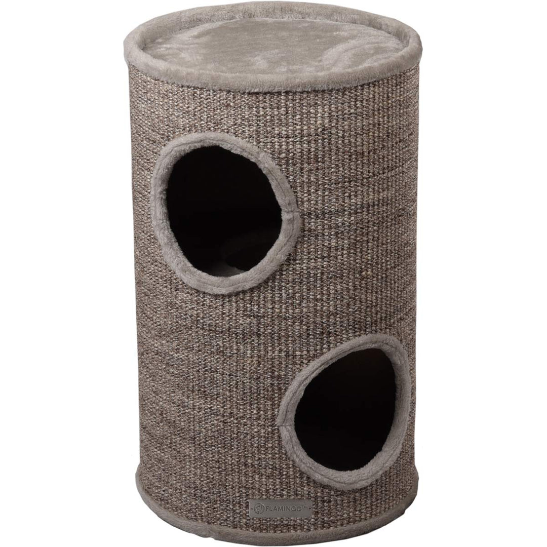 kratztonne für Katzen – Flamingo Greta S – 60 cm – Ø 35 cm – Sisal &amp; Plüsch – 2 Etagen