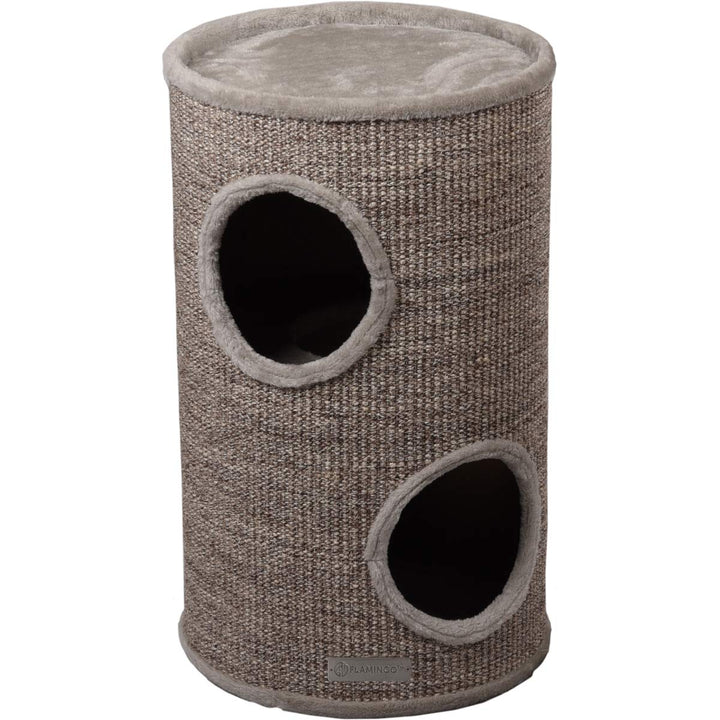 kratztonne für Katzen – Flamingo Greta S – 60 cm – Ø 35 cm – Sisal &amp; Plüsch – 2 Etagen
