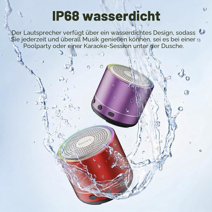 Mini Bluetooth Lautsprecher (83g), Musikbox Bluetooth 5.4 mit RGB Lichter, HD-Sound &amp; Starke Bass, T